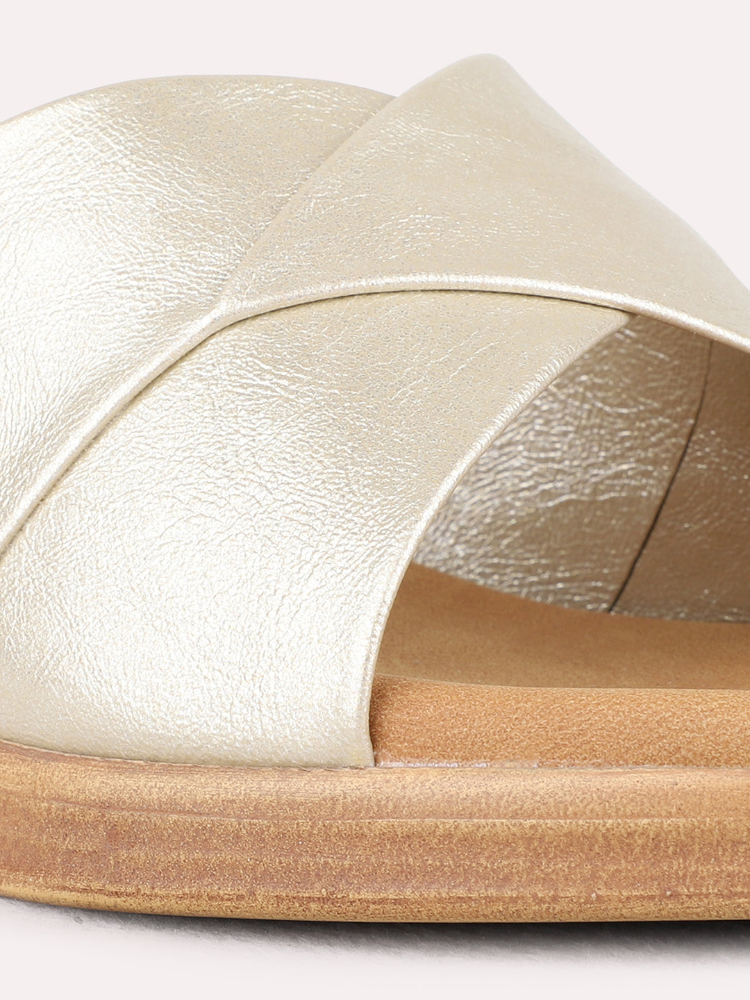 Womens Golden Party Wear Solid Round Block heels
