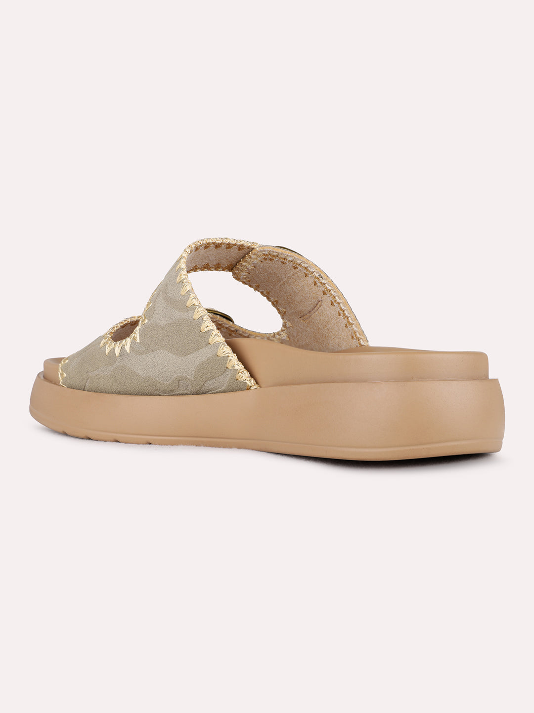 Womens Beige Party Wear Embellished Open Toe Flats