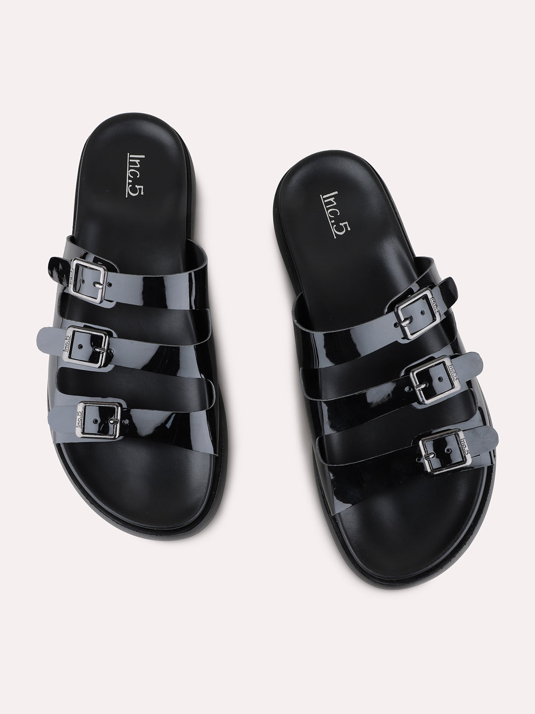 Womens Black Casual Solid Open Toe Flats