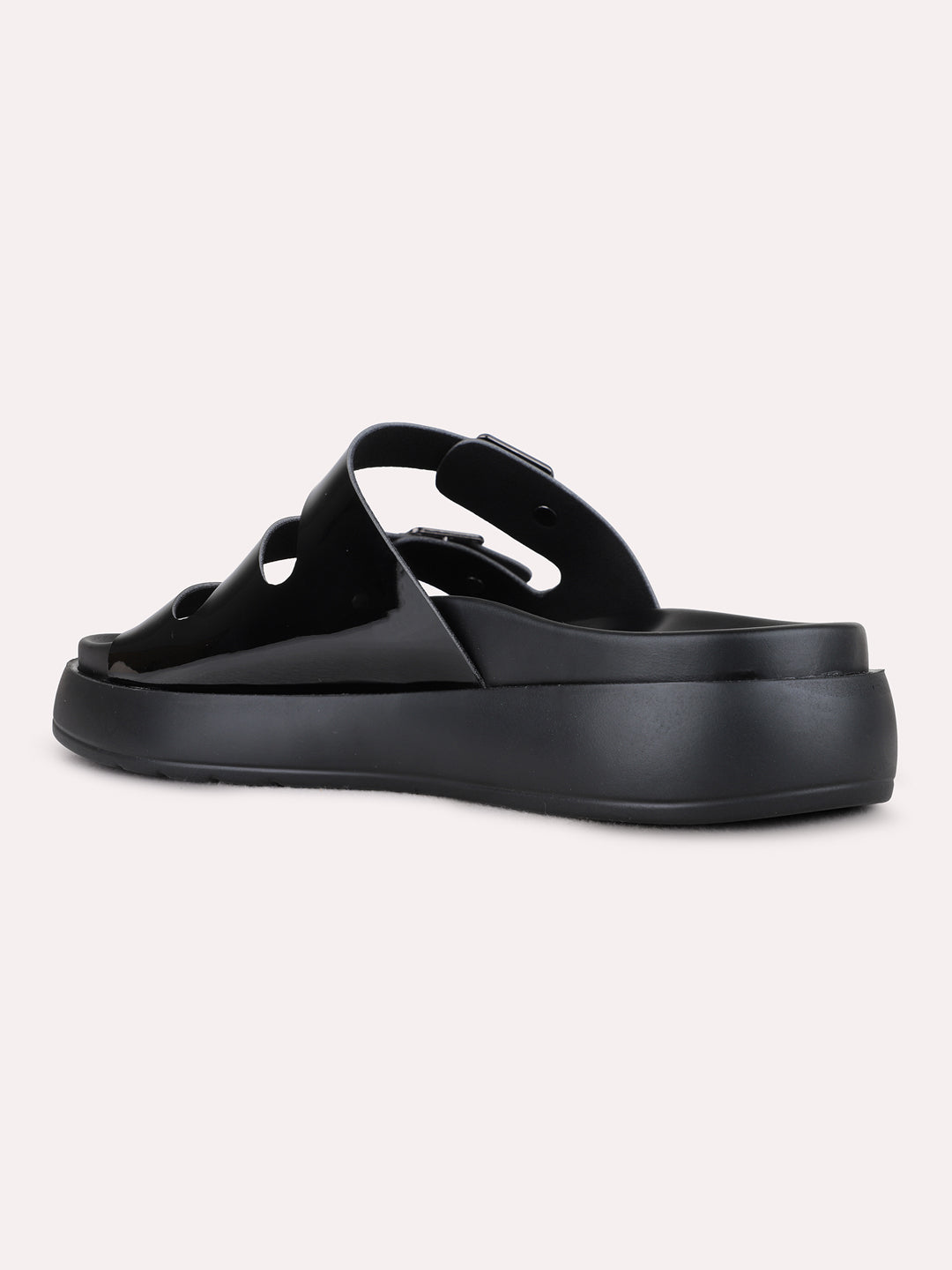 Womens Black Casual Solid Open Toe Flats