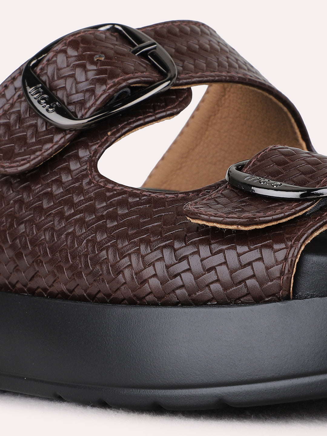 Womens Brown Casual Solid Open Toe Flat Slip-Ons