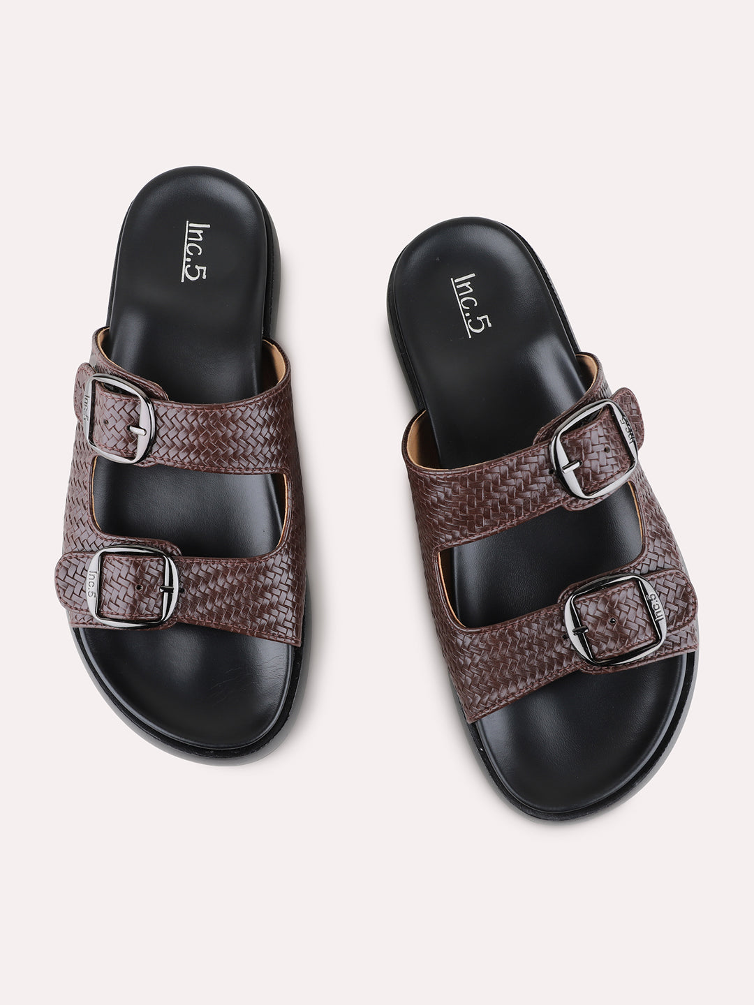 Womens Brown Casual Solid Open Toe Flat Slip-Ons