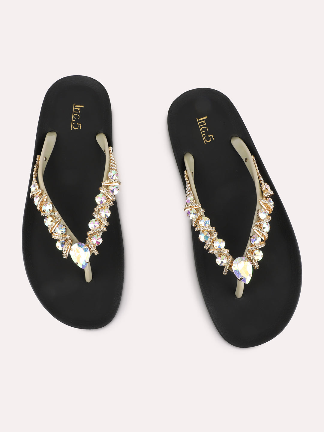 Womens Grey Casual Embellished T-Strap Flat Slip-Ons