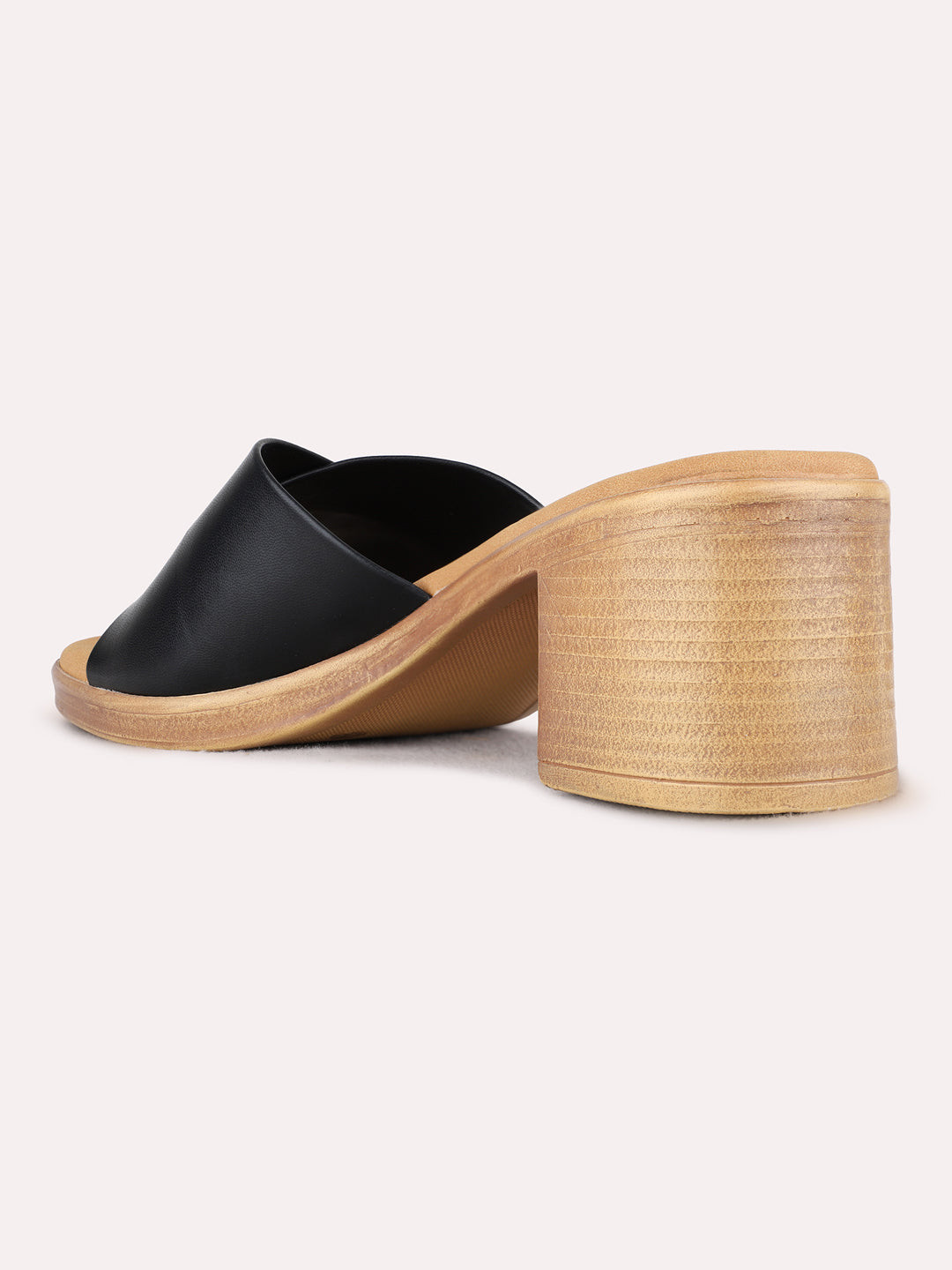 Womens Black Party Wear Solid Round Toe Block heels
