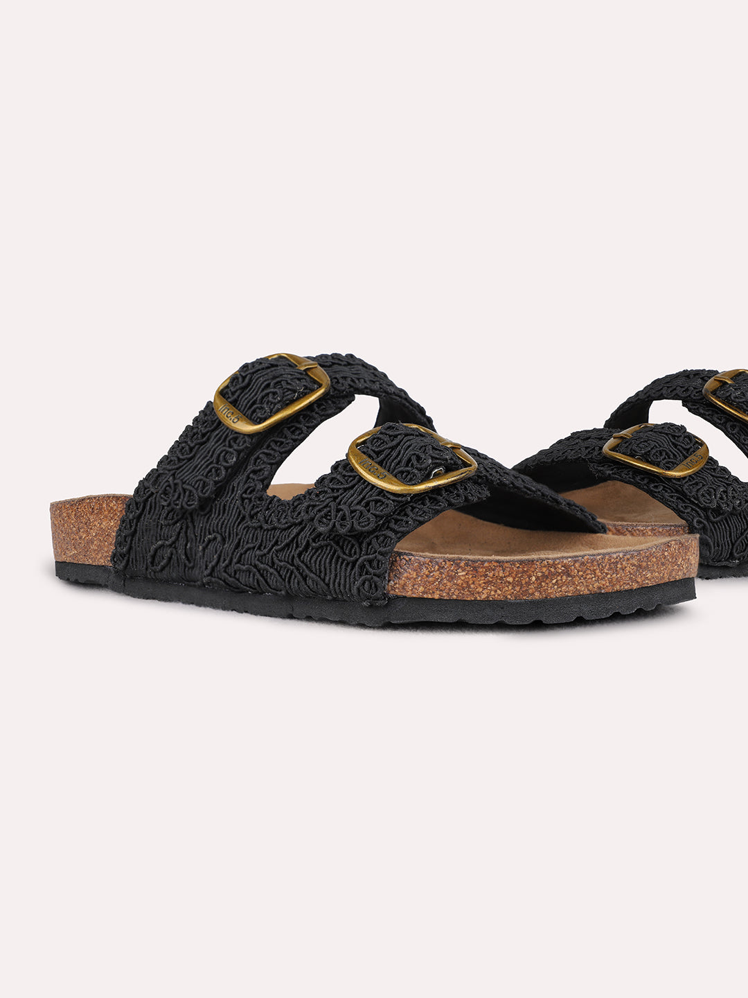 Womens Black Casual Solid Open Toe Flats
