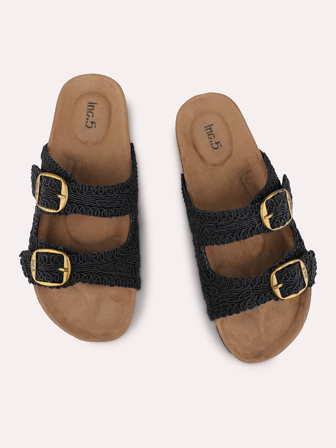 Womens Black Casual Solid Open Toe Flats