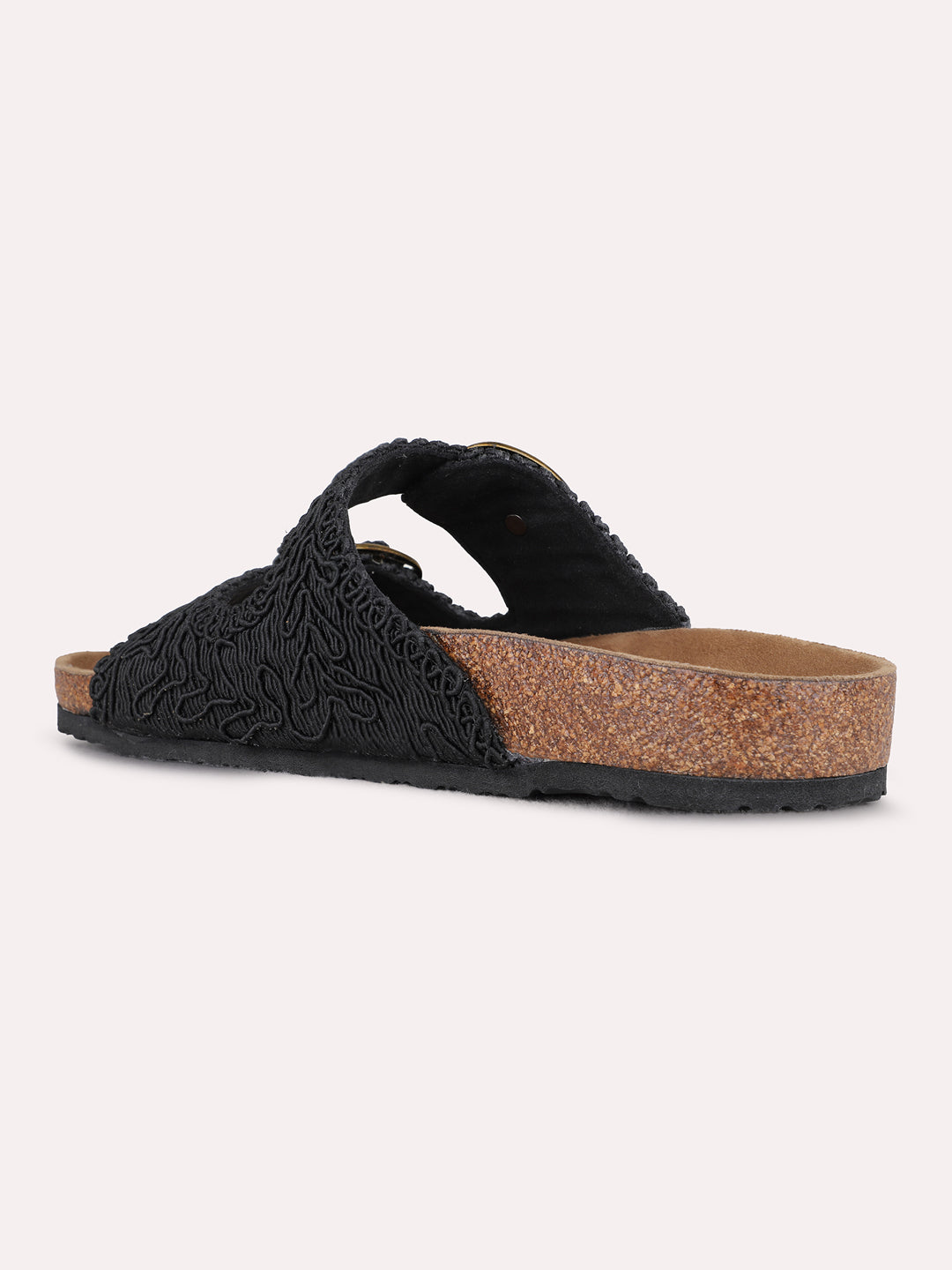 Womens Black Casual Solid Open Toe Flats