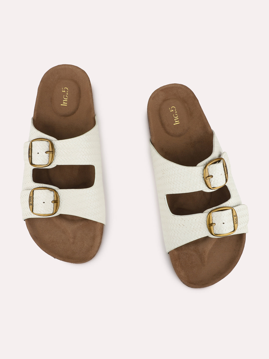 Womens White Casual Solid Open Toe Slip-On Flats