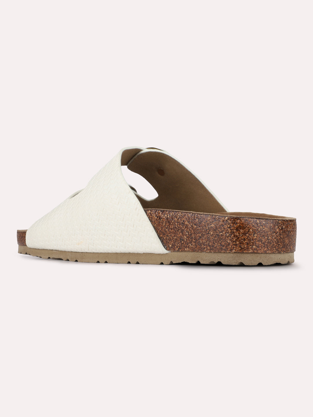 Womens White Casual Solid Open Toe Slip-On Flats