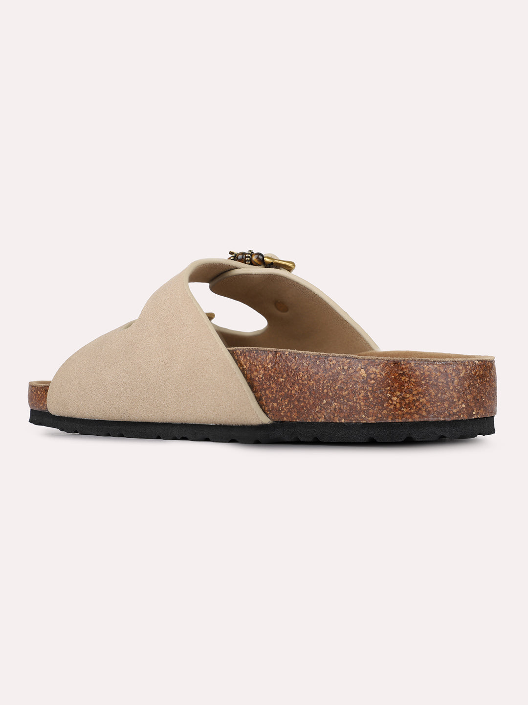 Womens Tan Casual Solid Pattern Open Toe Slip-On Flats