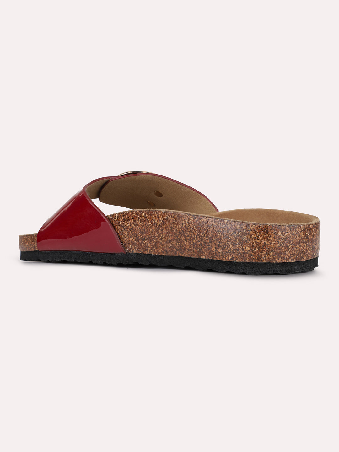 Womens Maroon Casual Solid Open Toe Slip-On Flats