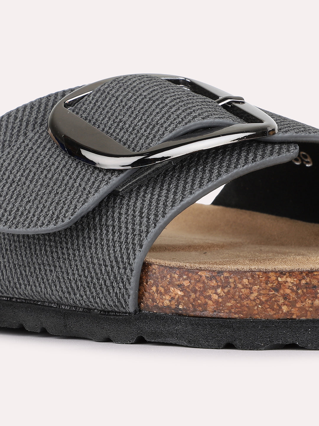 Womens Black Solid Casual Open Toe Slip-On Flats