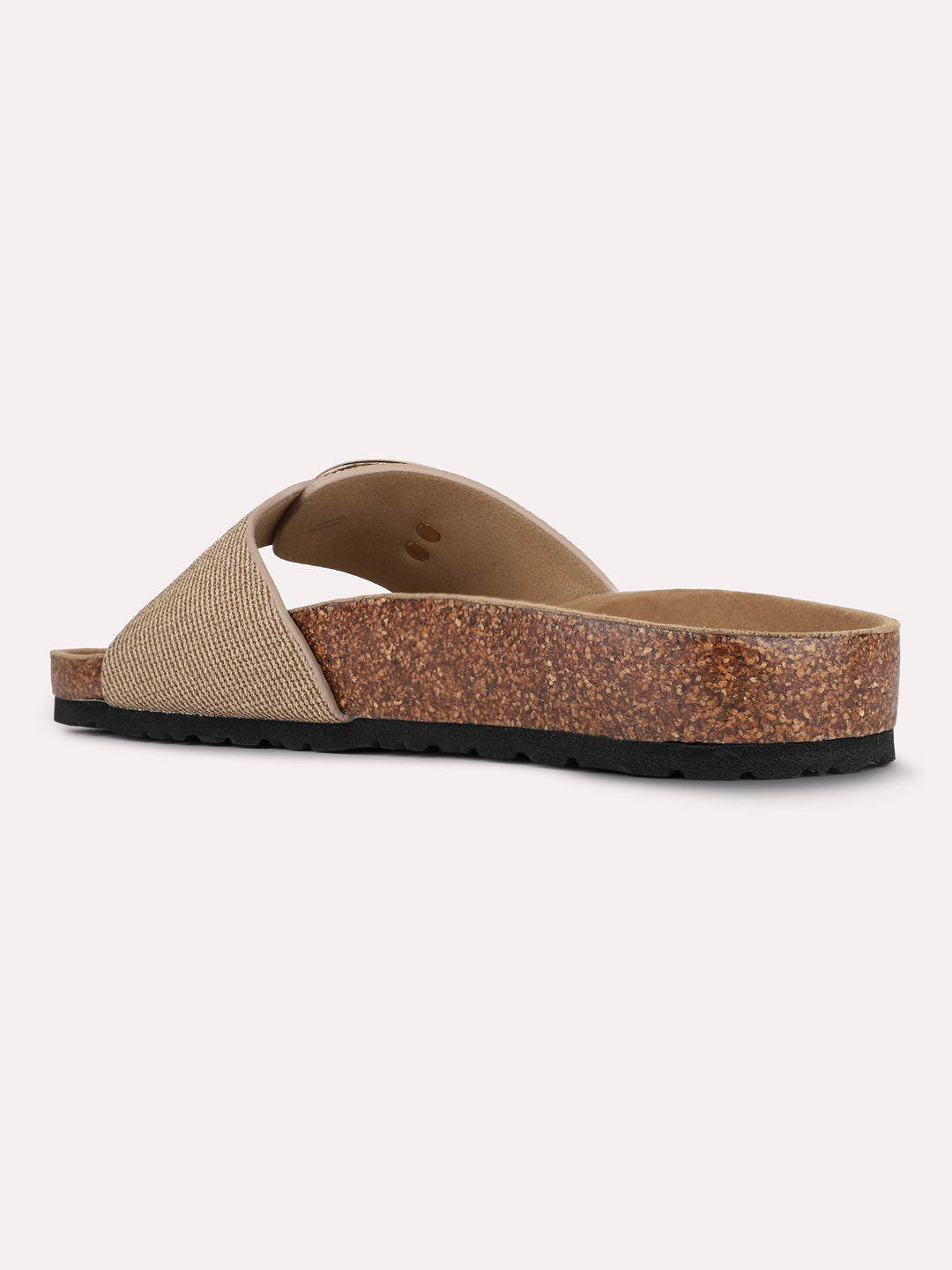 Womens Tan Casual Solid Open Toe Flat Slip-Ons