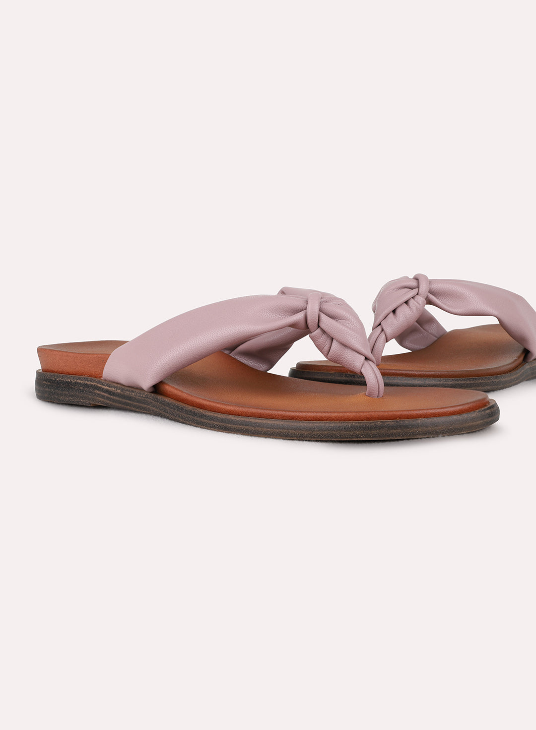 Womens Purple Casual Solid T-Strap Flat Slip-Ons