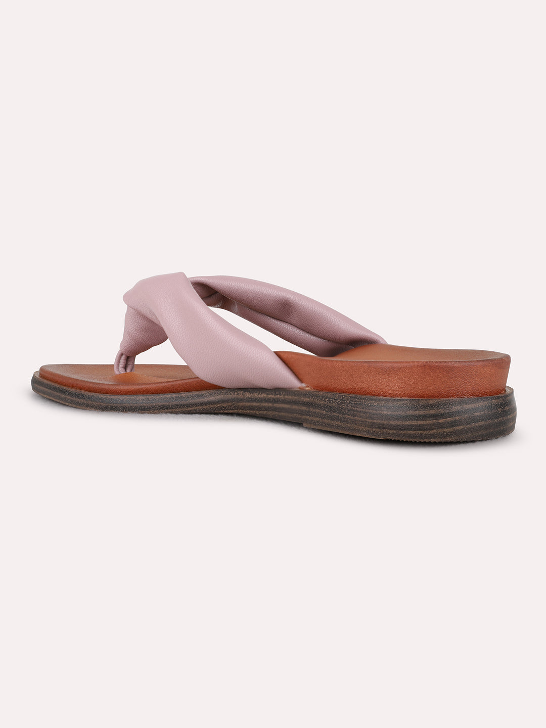 Womens Purple Casual Solid T-Strap Flat Slip-Ons
