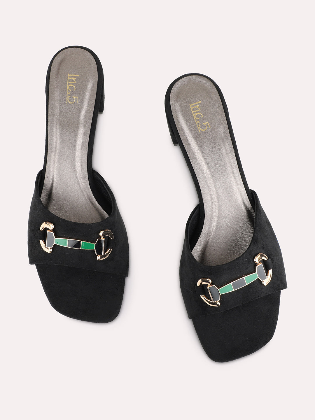 Womens Black Casual Solid Square Toe Block Heels