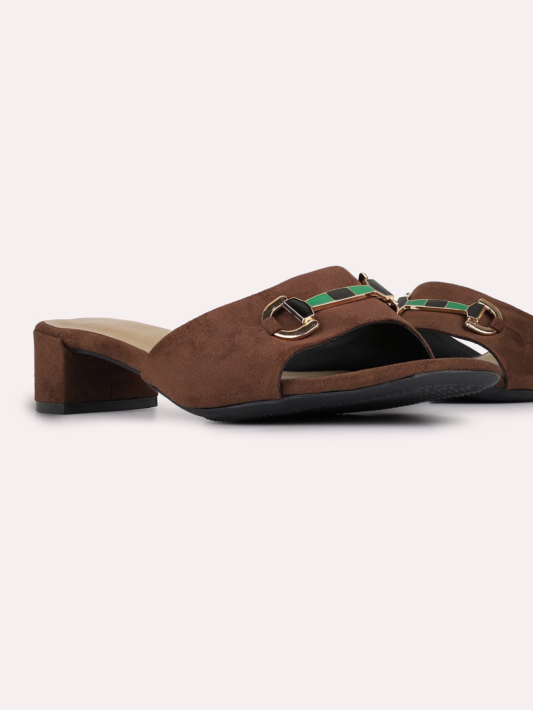 Womens Brown Casual Solid Square Toe Block Heels