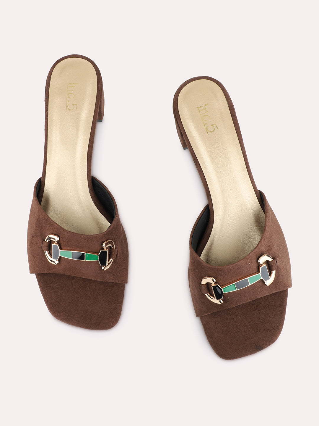 Womens Brown Casual Solid Square Toe Block Heels