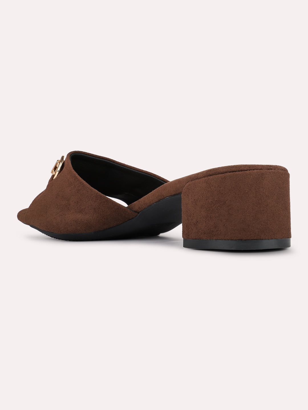 Womens Brown Casual Solid Square Toe Block Heels