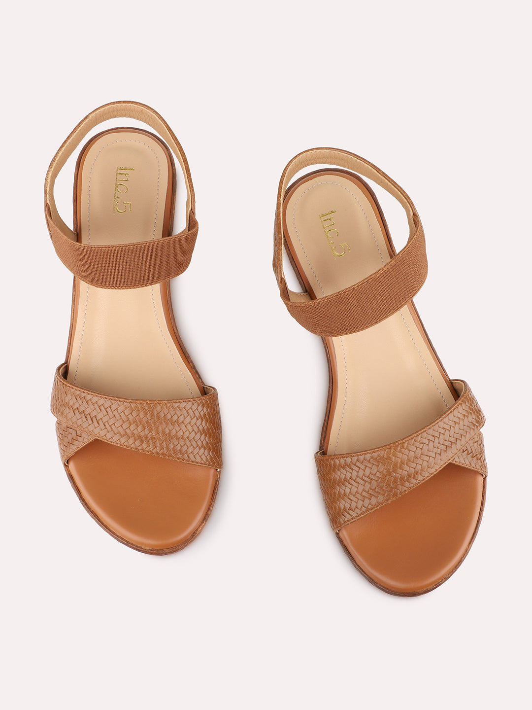 Womens Tan Casual Solid Round Toe Wedge Heels