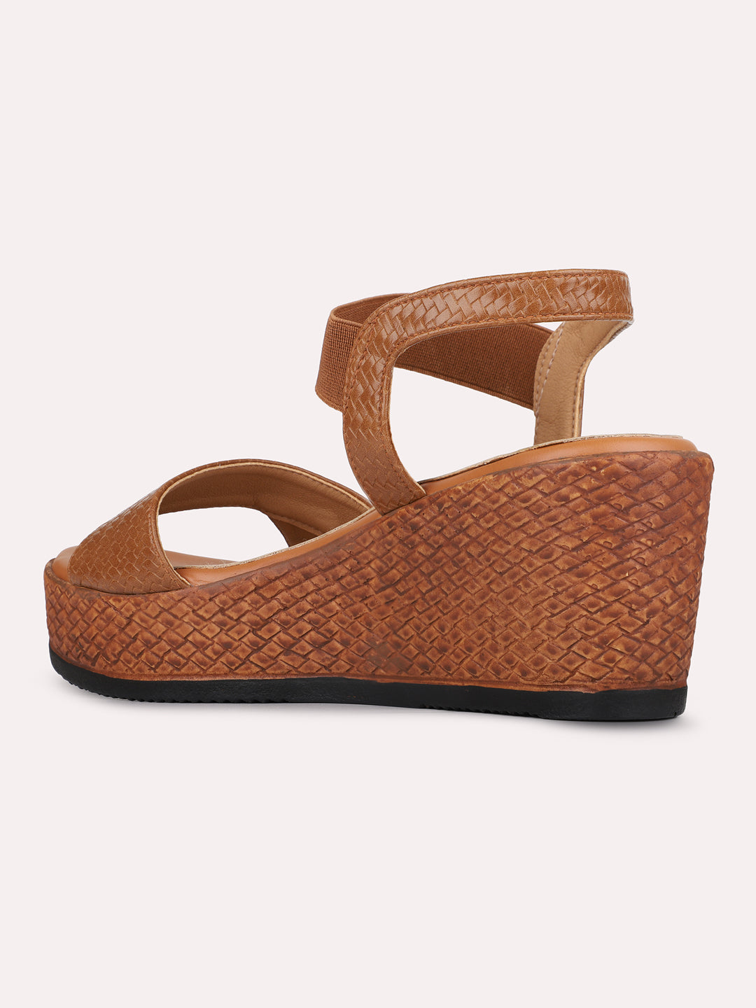 Womens Tan Casual Solid Round Toe Wedge Heels