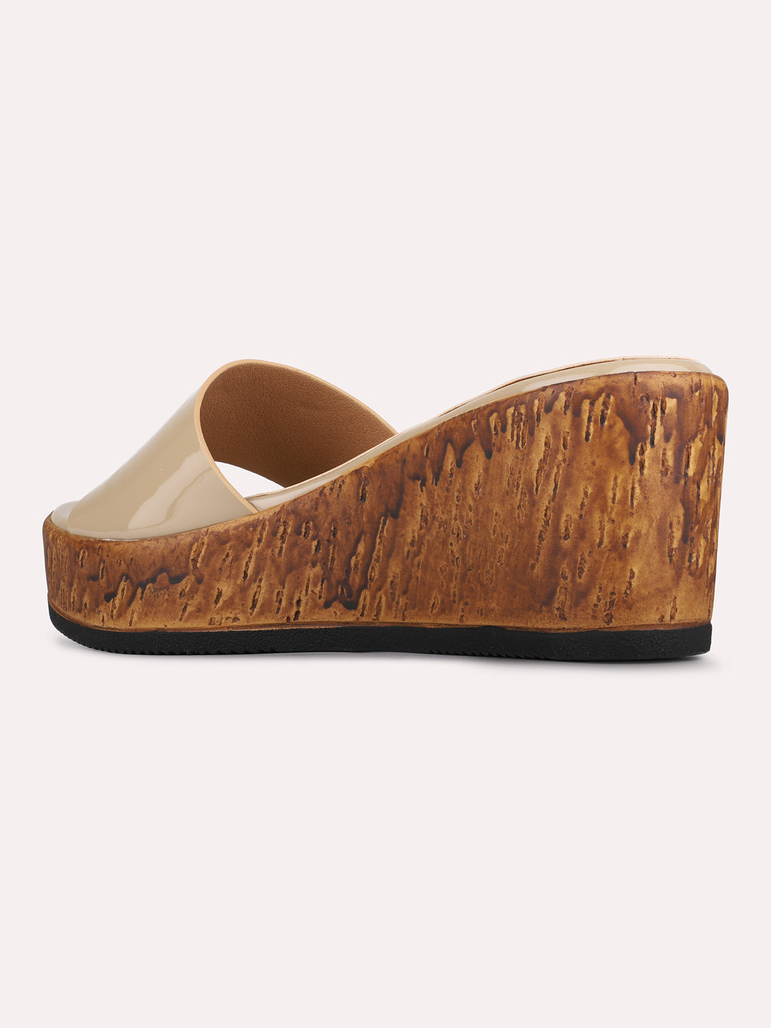 Womens Beige Casual Solid Round Toe Wedge Heels