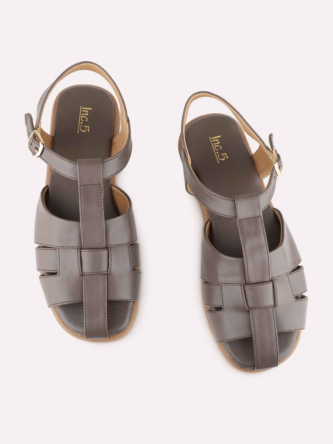 Womens Grey Casual Striped Round Toe Flats