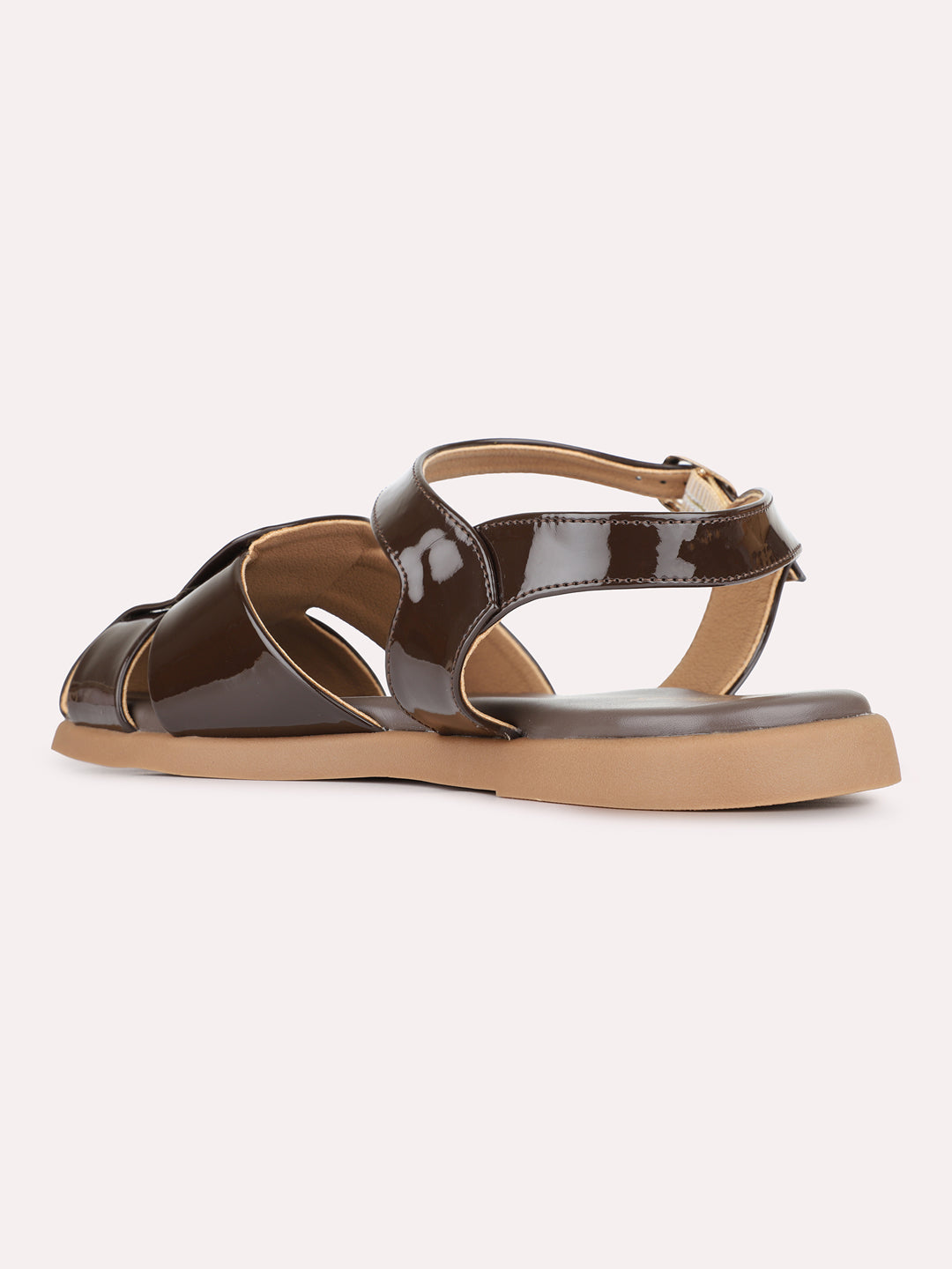 Womens Brown Casual Pattern Striped Round Toe Flats