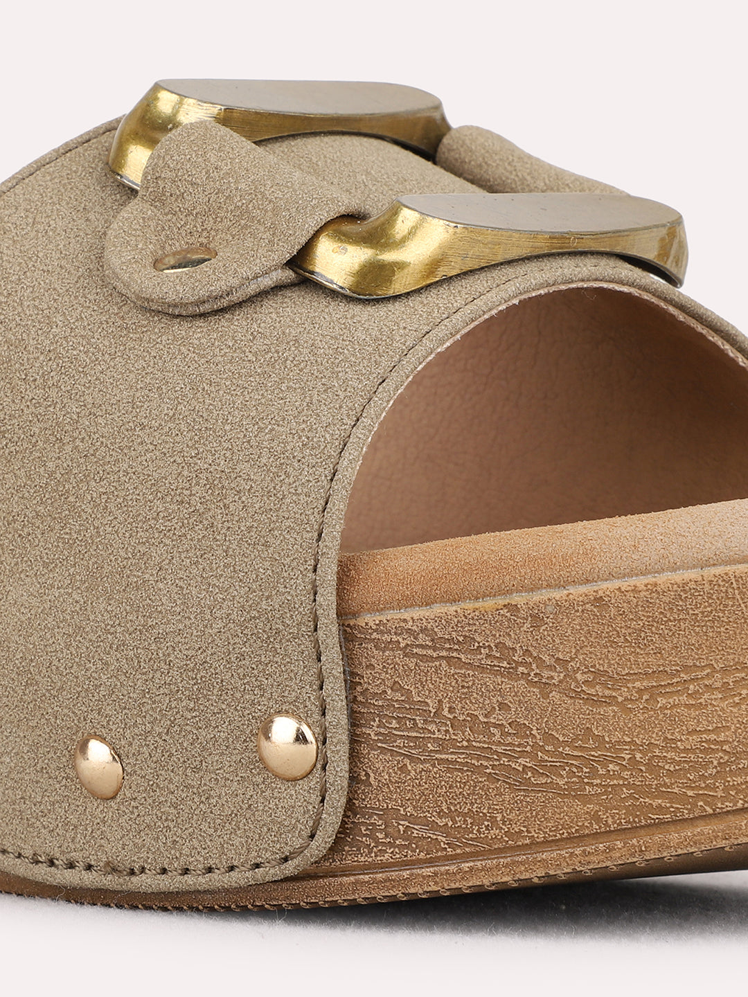 Womens Green Casual Solid Round Toe Block Heels