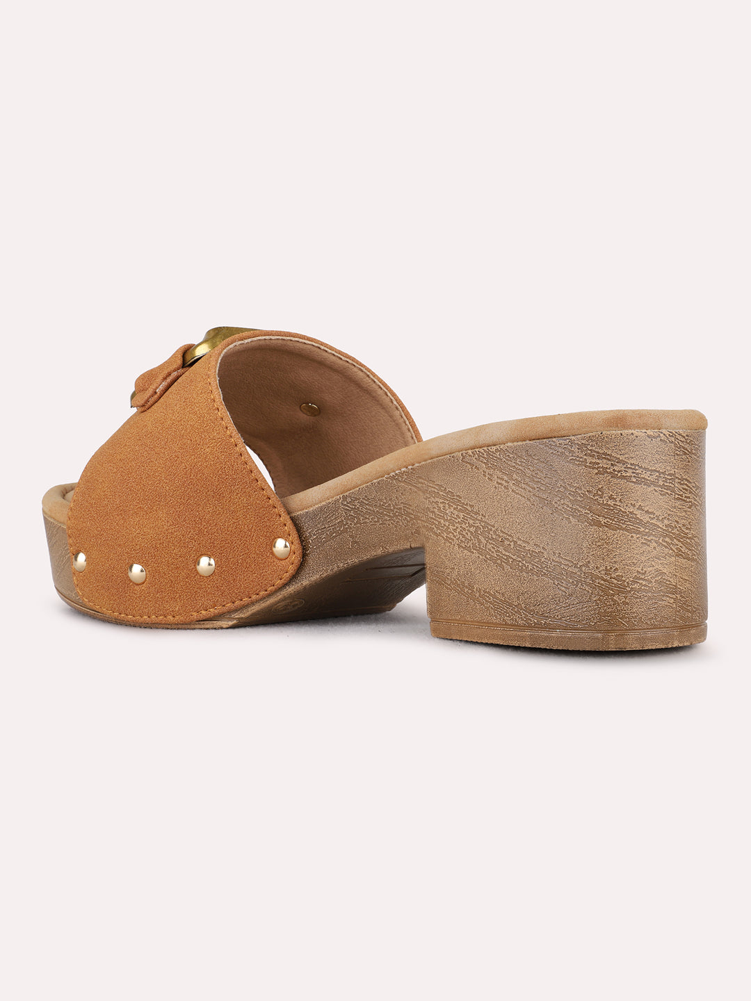 Womens Tan Casual Printed Round Toe Platform Heels
