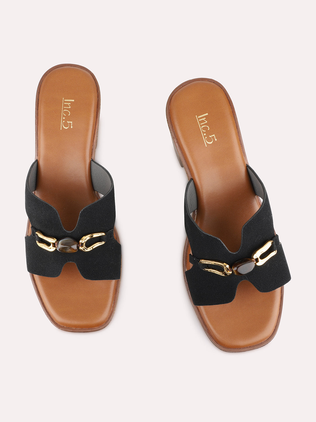 Womens Black Casual Solid Pattern Square Toe Platform Heels