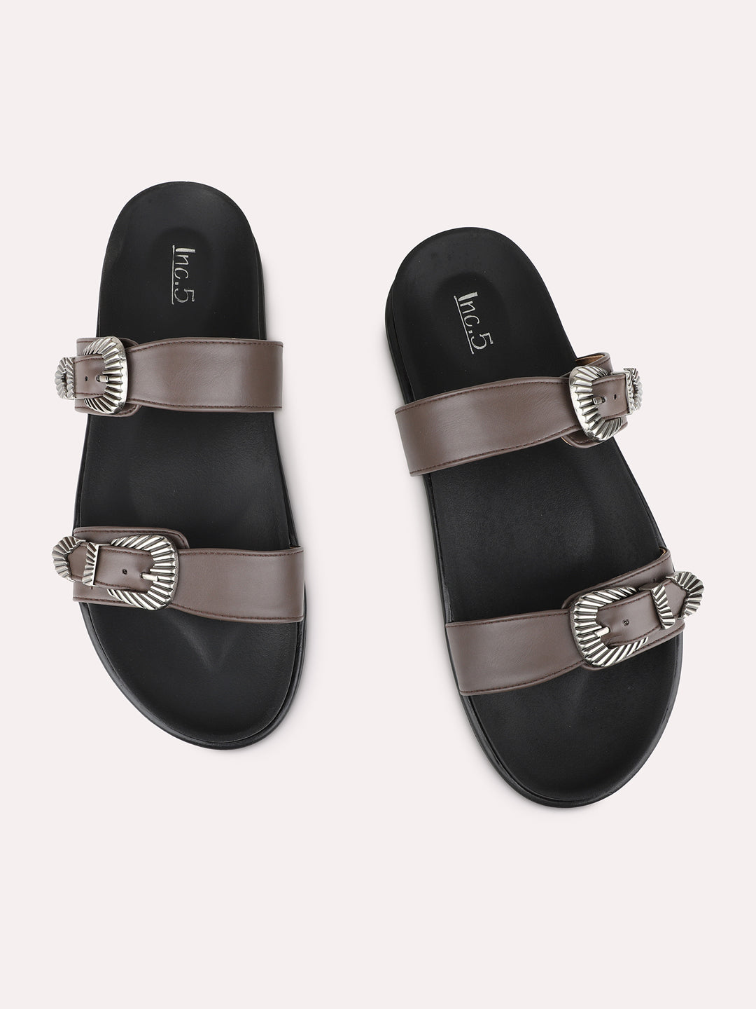 Womens Brown Casual Solid Pattern Round Toe Flat Slip-Ons