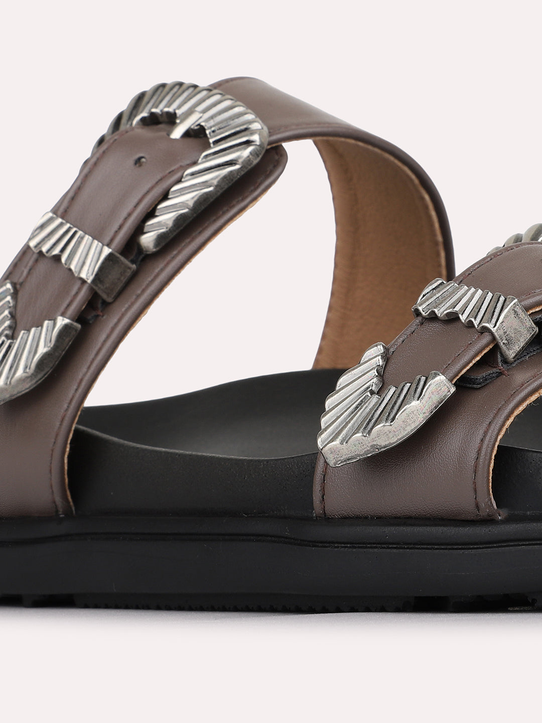 Womens Brown Casual Solid Pattern Round Toe Flat Slip-Ons