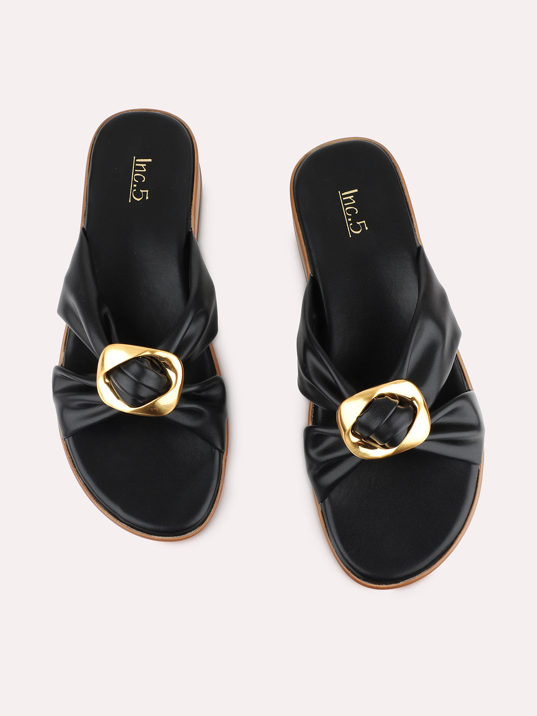 Womens Black Casual Solid Pattern Round Toe Flatform Heels