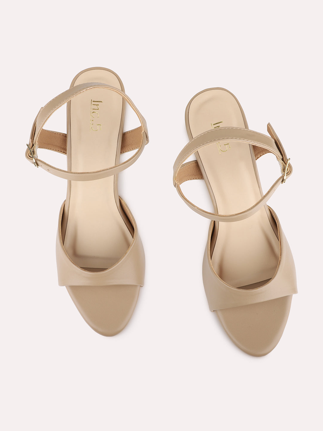 Womens Beige Casual Solid Pattern Square Toe Stiletto Heels