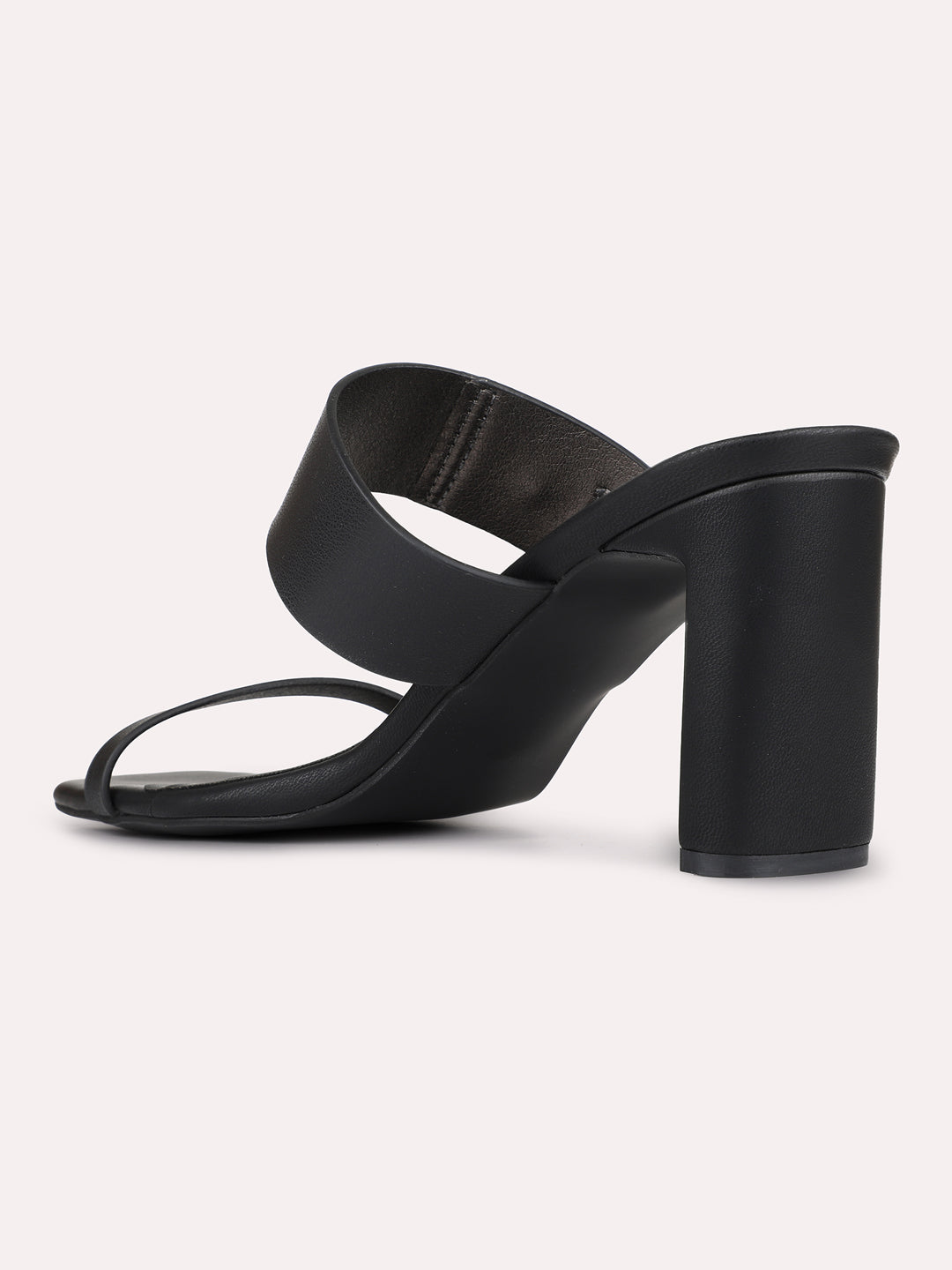 Womens Black Party Wear Embroidered Square Toe Block Heels