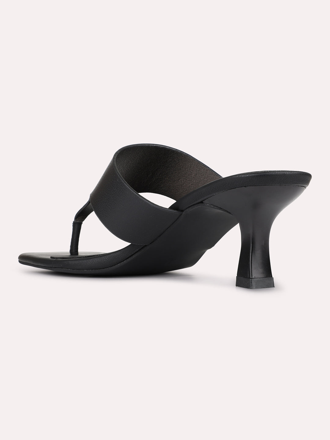 Womens Black Casual Solid Round Toe Kitten Heels