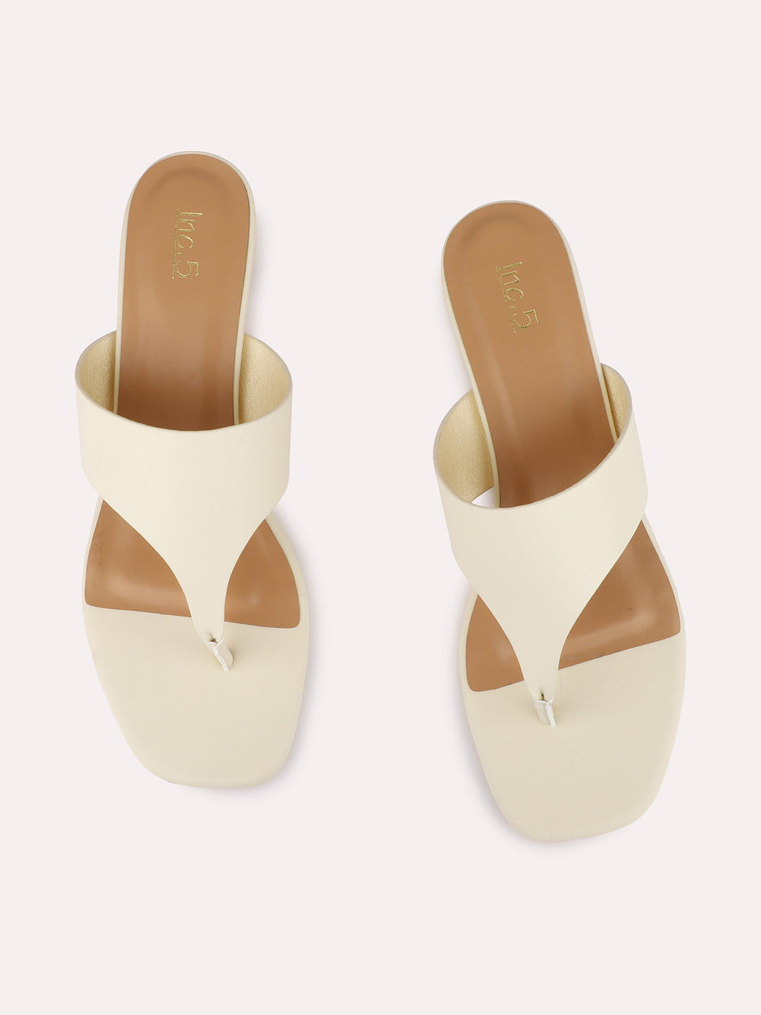 Womens Cream Casual Solid Round Toe Kitten Heels