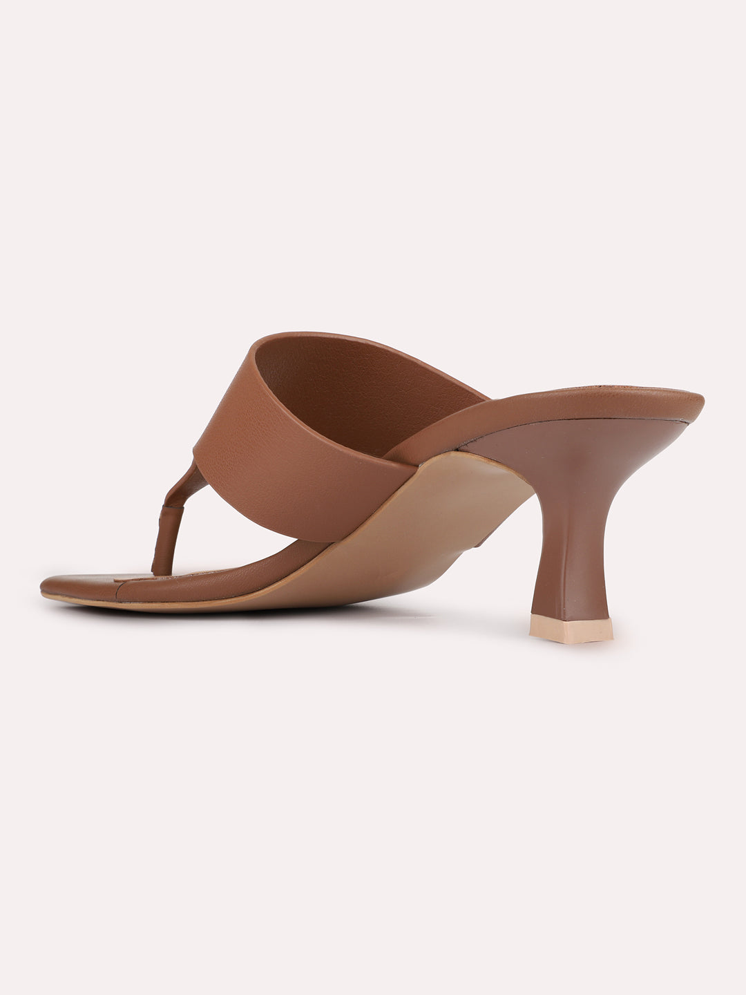 Womens Tan Casual Solid Round Toe Kitten Heels