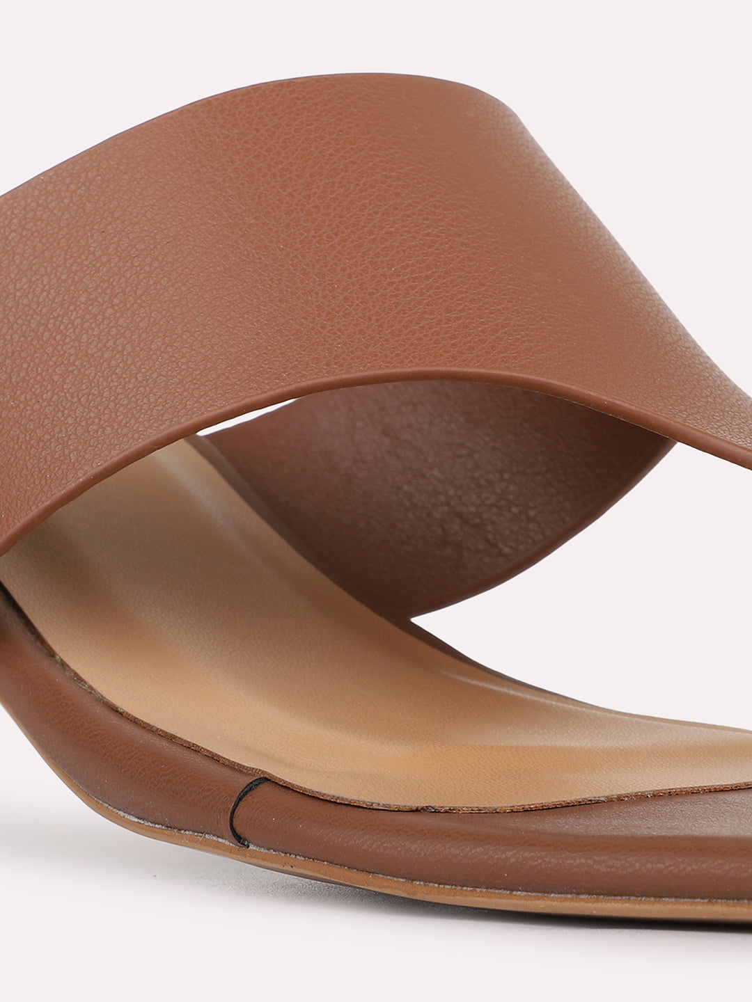 Womens Tan Casual Solid Round Toe Kitten Heels
