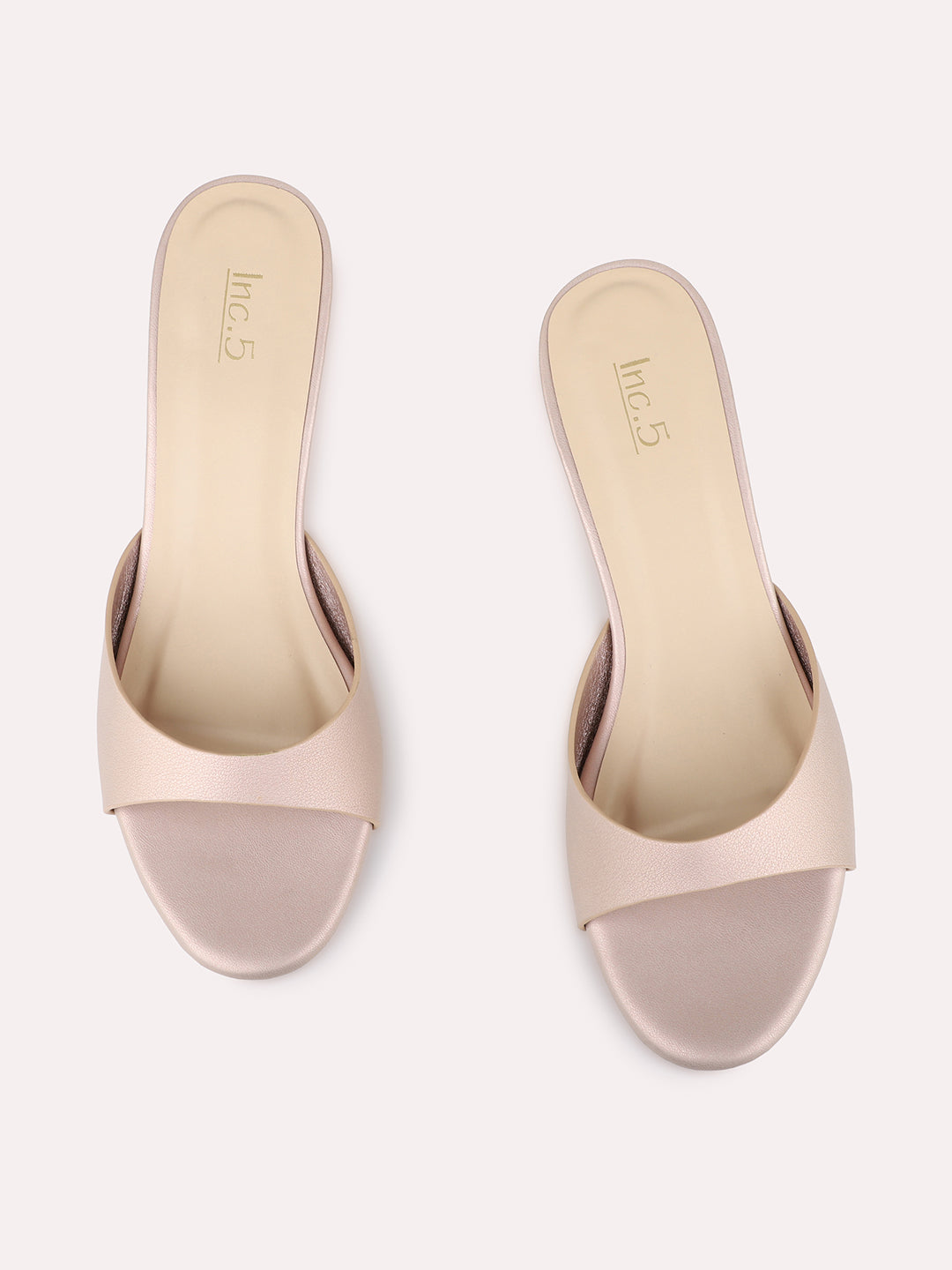 Womens Rose Gold Casual Solid Round Toe Kitten Heels