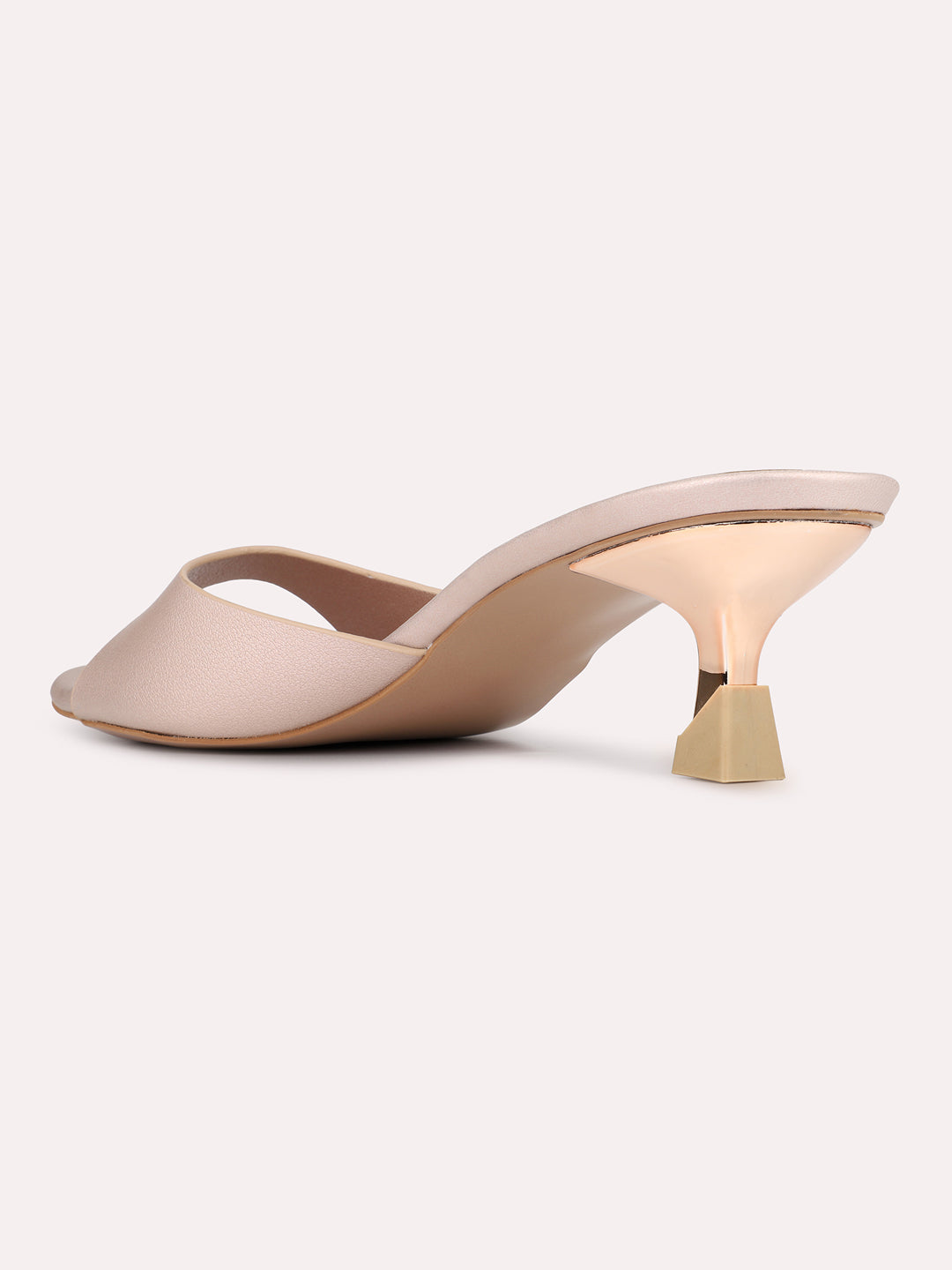 Womens Rose Gold Casual Solid Round Toe Kitten Heels