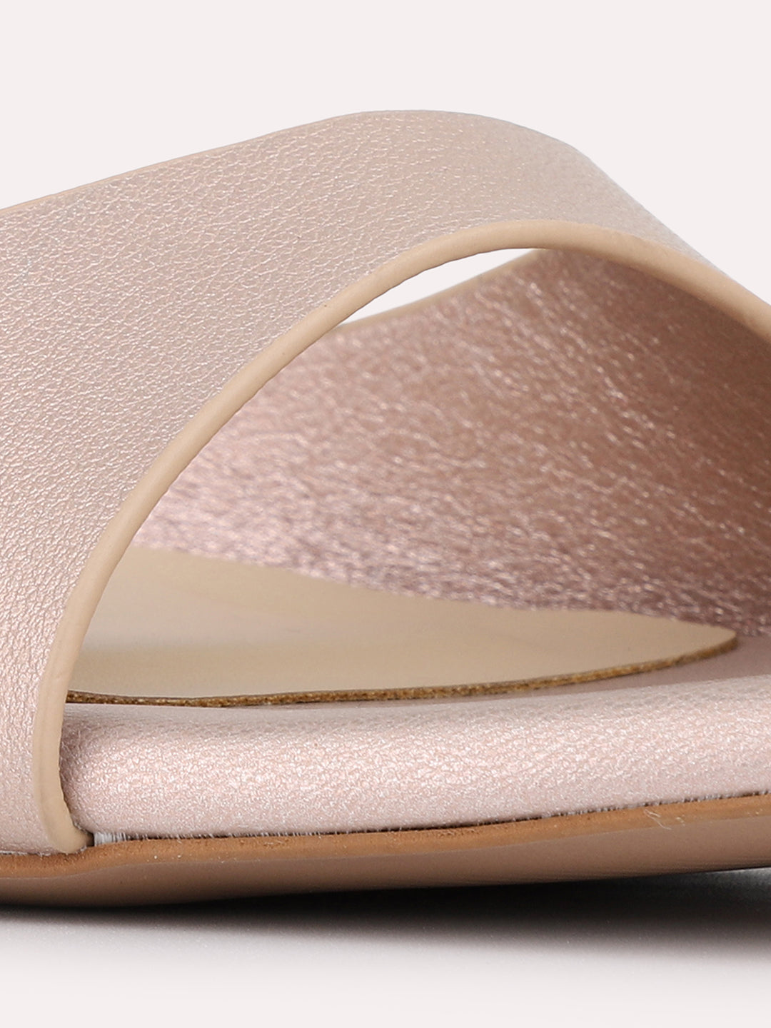 Womens Rose Gold Casual Solid Round Toe Kitten Heels