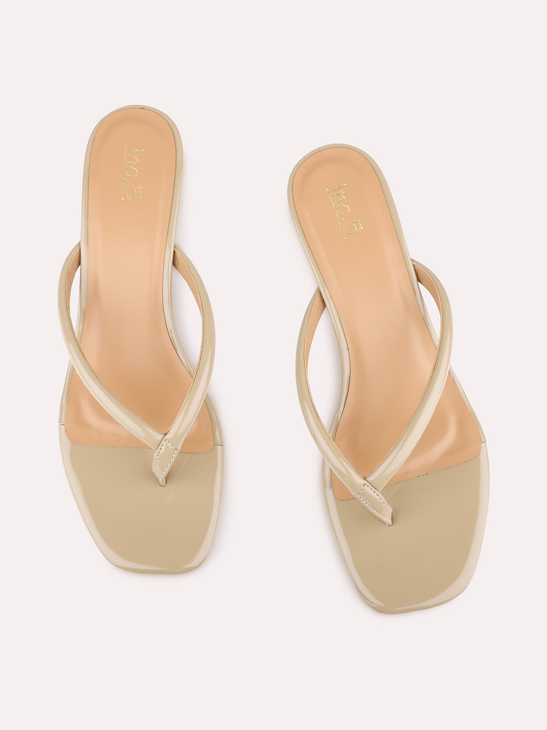 Womens Beige Casual Solid Pattern Square Toe Kitten Heels