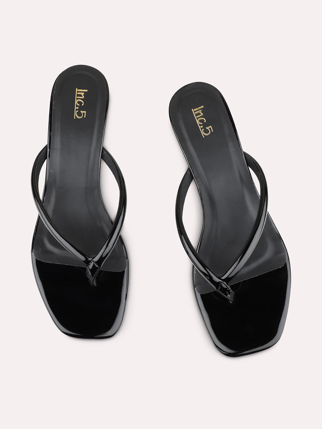 Womens Black Solid Pattern Square Toe Shape Casual Kitten Heels