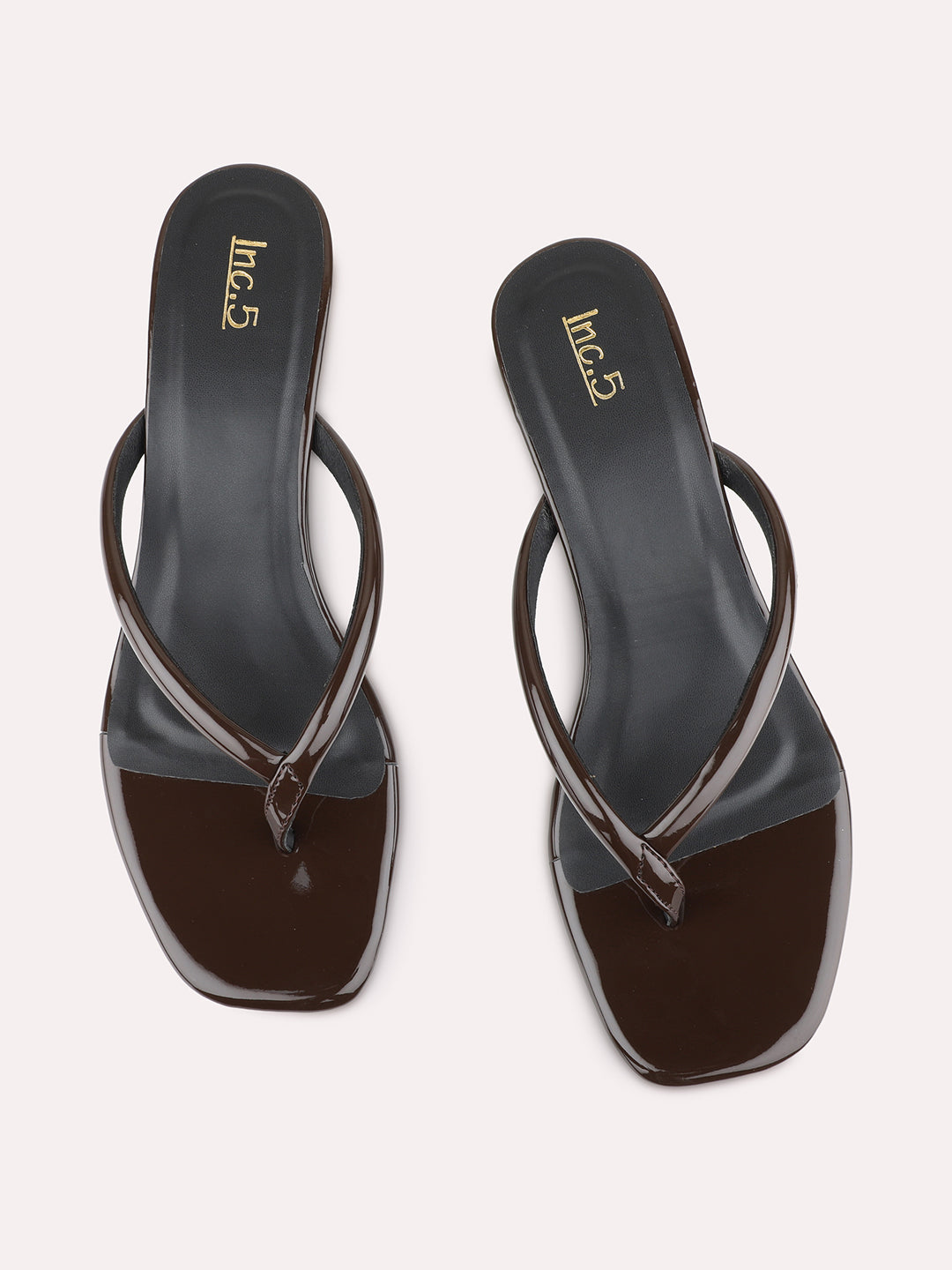Womens Brown Solid Square Toe Shape Casual Kitten Heels