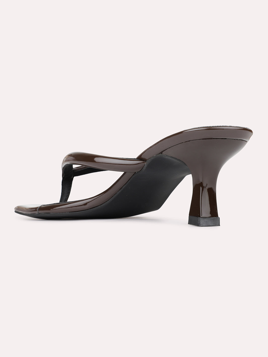 Womens Brown Solid Square Toe Shape Casual Kitten Heels