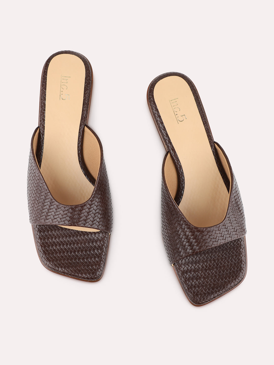 Womens Brown Casual Solid Square Toe Kitten Heels