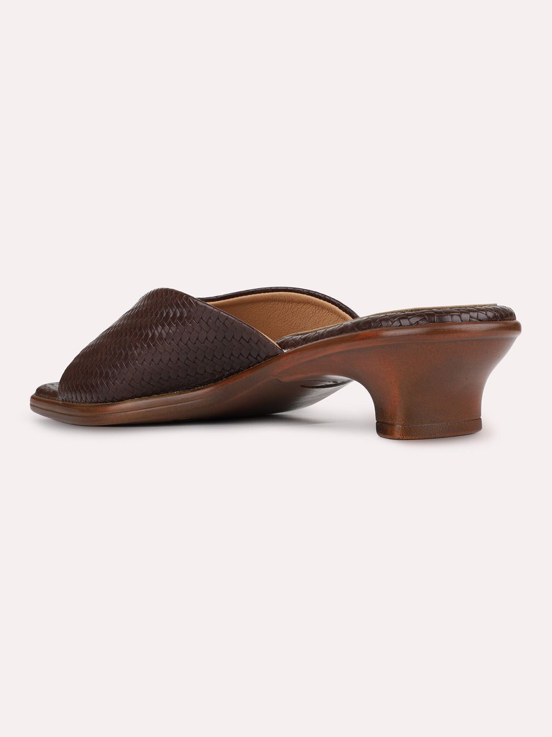 Womens Brown Casual Solid Square Toe Kitten Heels