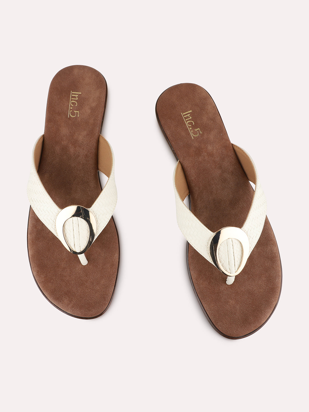 Womens Cream Casual Solid Pattern Round Toe Shape Block Heels